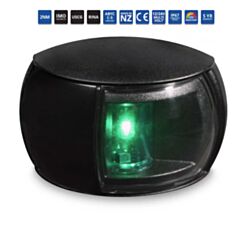 2NM NaviLED Compact, Starboard Navigation Light. Black Shroud with a Clear Lens, 2.5m Cable